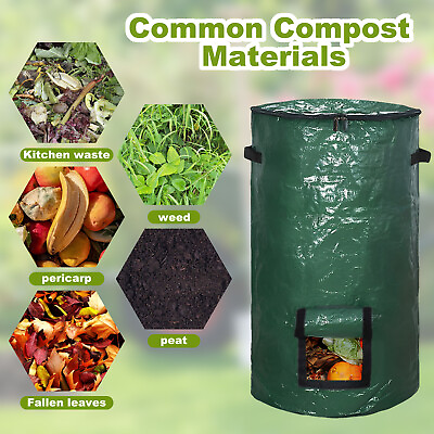 #ad Garden Compost Bin Bag 34 Gallon Reusable Yard Waste Bags Collapsible Lawn Bags $17.39