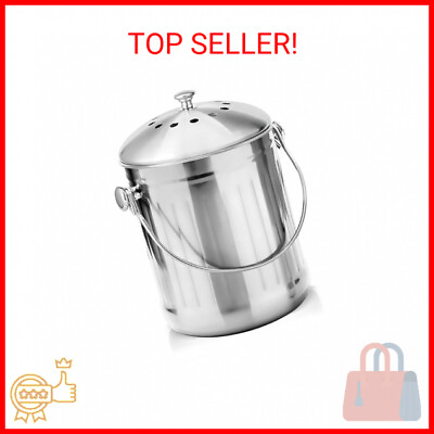 #ad ENLOY Compost Bin 1.3 Gallon Stainless Steel Indoor Compost Bucket for Kitchen $47.63