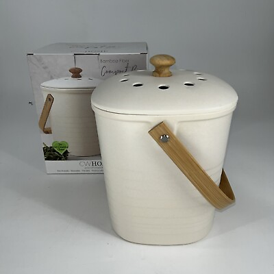 #ad CW Home Compost Bin Kitchen Countertop Bucket Made of Bamboo Fiber $45.00