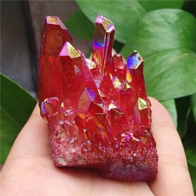 #ad #ad 100g Natural Aura Red Quartz Crystal Cluster Titanium Specimens Ore Rock Stone $10.49