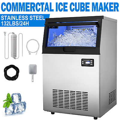 132LB 24h Commercial Ice Maker Built in Undercounter Freestand Ice Cube Machine $385.80