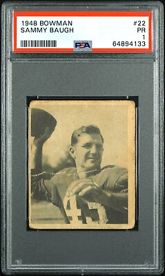 1948 Bowman #22 Sammy Baugh PSA 1 Washington Redskins HOF RC Rookie Card $199.88