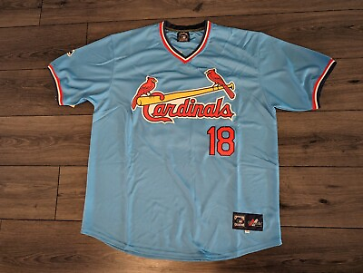 #ad #ad Jordan Walker #18 St. Louis Cardinals Blue Cooperstown Baseball Jersey Large $49.00