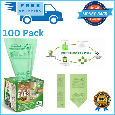 #ad 100% Compostable Trash Bags 2.6 Gallon 100 Count Extra Thick 0.71 mils $18.79