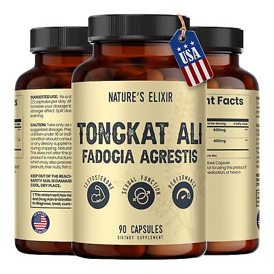 #ad Nature’s Elixir Fadogia Agrestis 600mg amp; Tongkat 400mg Supplement 90 180 Caps $22.89