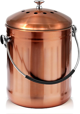 #ad Compost Bin for Kitchen Countertop 1.3 Gallon Matte Copper Stainless Steel Comp $51.99