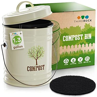 Third Rock Kitchen Compost Bin – 1.3 Gallon Indoor Compost Bin $27.99