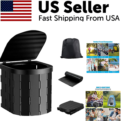 #ad #ad Portable Toilet Multi functional Folding Toilet with Lid Camping Hiking Tent Car $27.59