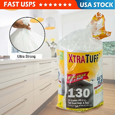 260 ct 13 Gallon Power Flex Tall Kitchen Trash Bags Strong with Ties Heavy Duty $19.35