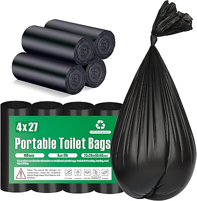 #ad 108 Count Portable Camping Toilet Bags 8 Gallon Biodegradable Potty Bags NEW $11.69