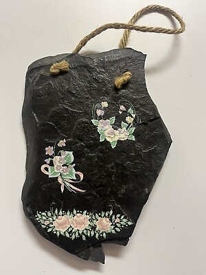 #ad Hand Painted Caucasian Mountains Rock Organic Paint Flowers Unique $25.99