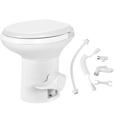 #ad Portable RV Gravity Flush Toilet High Profile w Hand Sprayer for Camping Travel $118.99