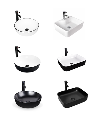 Bathroom Vessel Sink Ceramic Countertop wash Basin Bowl with Faucet Pop Up Drain $113.99