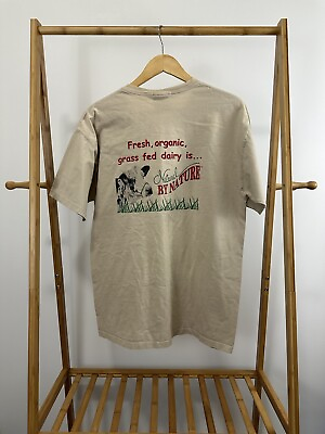 #ad VTG Natural By Nature Fresh Organic Grass Fed Dairy Cow Milk T Shirt Size L $99.95
