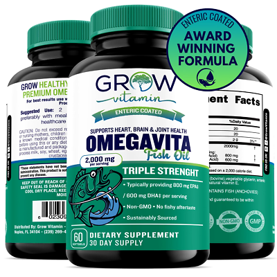 #ad OmegaVita Omega 3 Fish Oil 2000mg Softgels: Heart Brain amp; Joint Support $19.99