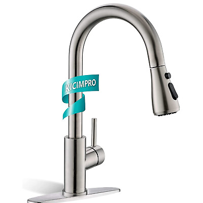Commercial Kitchen Sink Faucet Pull Out Sprayer Mixer Tap Brushed Nickelamp;Cover $32.99