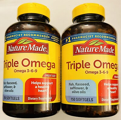 #ad 2x Nature Made Triple Omega 3 6 9🌿 300 Soft Gels Fish Healthy Heart 07 25 $28.99