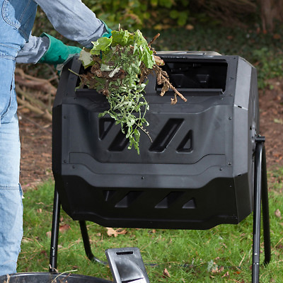 #ad #ad Compost Tumbler Bin Dual Chamber Rotating Outdoor Garden Trash 43 Gallon Black $79.99