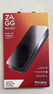 #ad ZAGG InvisibleShield Privacy 360 Authentic Screen Protector iPhone 15 Pro Max $19.95