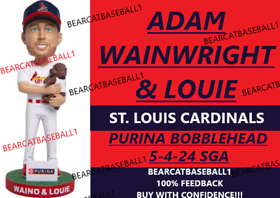 #ad #ad ADAM WAINWRIGHT amp; LOUIE ST. LOUIS CARDINALS BOBBLEHEAD 5 4 24 *PRE SALE* SGA NIB $24.95