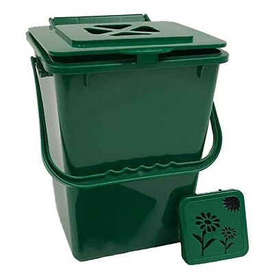 #ad 2.4 Gallon Kitchen Composter Compost Waste Collector Bin Green $73.28