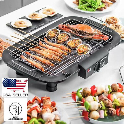 Electric Indoor outdoor Grill Portable Smokeless Non Stick Cooking BBQ Griddle $48.99