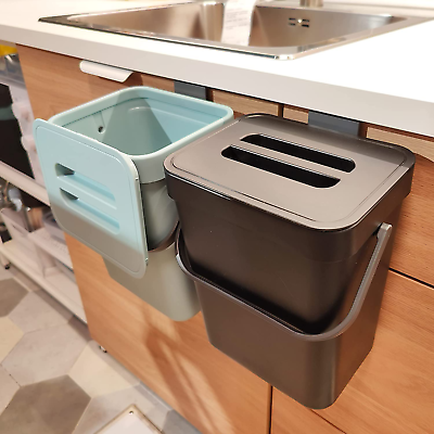 #ad Kitchen Compost Bin for Countertop Hanging Small Trash Can with Lid under Sink $31.24