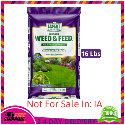 #ad Expert Gardener Southern Weedamp;Feed Lawn Fertilizer 16 lb.Covers up to 5000 Sq $27.79