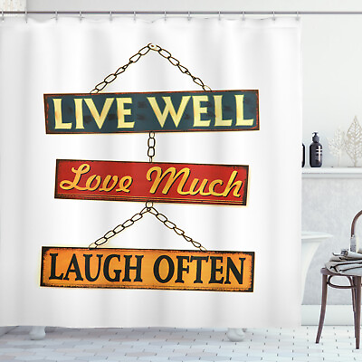 Live Laugh Love Shower Curtain Rusty Signs Print for Bathroom $36.99