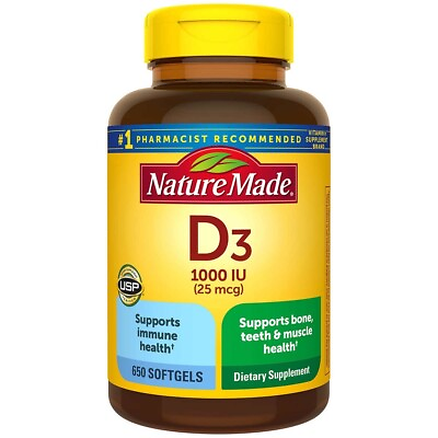 #ad Nature Made D3 1000 IU 25 mcg Vitamin Supplement 650 Softgels Exp: 05 2026 $20.99