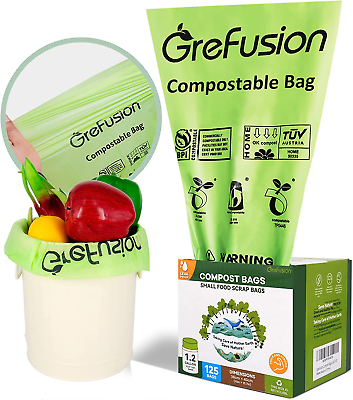 #ad Compostable Bags for Kitchen Compost Bin 1.2 Gallon 125 Count Certified by BP $23.74