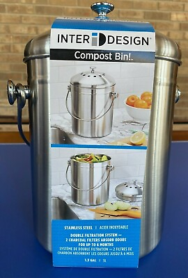 1.3 Gallon Stainless Steel Compost Bin with Lid By Inter Design $29.95