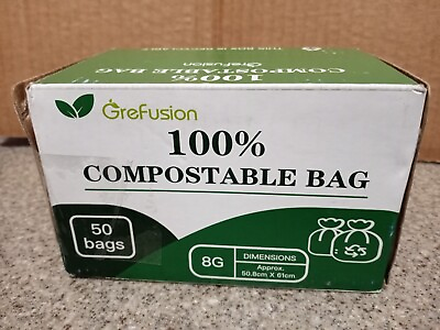 #ad GreFusion 100% Compostable bag 50 bags 8 Gallon $19.99