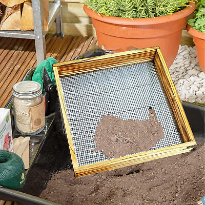 #ad Solid Wooden Gravel Sifter Manual Compost Soil Screen Sifter Rust Durability $41.11