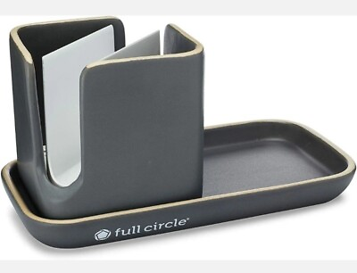 Full Circle Stash Ceramic Sink Caddy Gray and White 11quot; $19.89