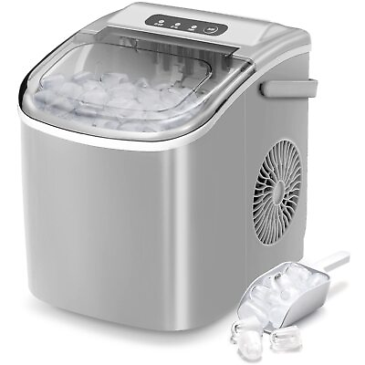 Grey 26Lbs 24H Portable Ice Maker Machine Countertop Self cleaning Scoop Handel $89.99