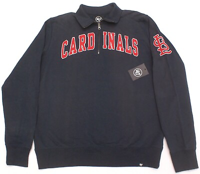 #ad St Louis Cardinals Authentic #x27;47 Brand 1 4 Zip Applique Pullover Sweatshirt LG $49.99