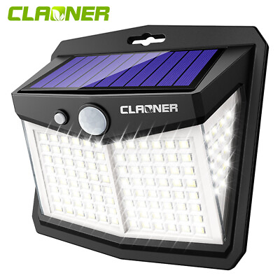 CLAONER Solar Power 128 LED Lights PIR Motion Sensor Outdoor Security Lamp Wall $17.99