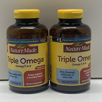 #ad 2x Nature Made Triple Omega 3 6 9 300 Soft Gels Fish Healthy Heart 12 26 $34.89