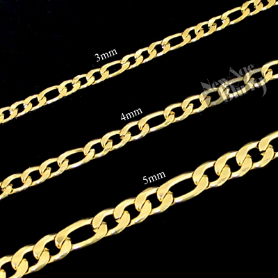18k Gold Plated Stainless Steel Figaro Chain 16quot; 30quot; Men Women Necklace 3 12mm $6.97