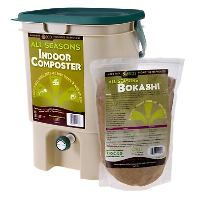 #ad All Seasons Indoor Composter Kit Easy Countertop Kitchen Compost Bin w Bokashi $72.95