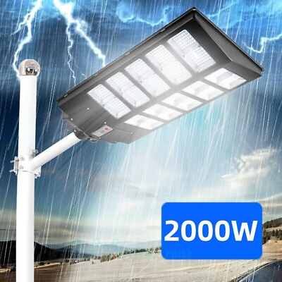 #ad #ad Outdoor Commercial 2000W LED Solar Street Light IP67 Dusk to Dawn Road Lamp US $99.99