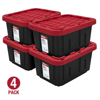 12 Gallon 4 Pack Plastic Storage Containers Box Stackable Tote Bin Lids US $47.81