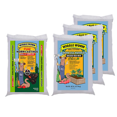 #ad WIGGLE WORM Egg Material Raised Bed Plus Worm Egg Soil Fertilizer 40 Lb 4 Pack $239.84
