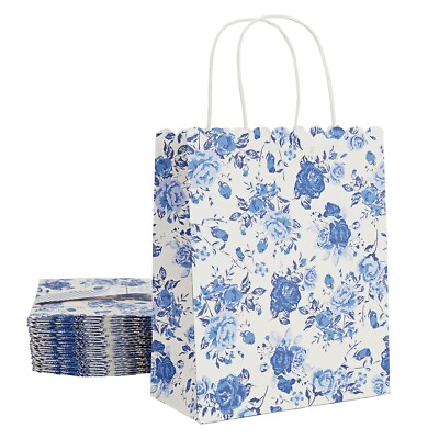 24 Pcs Medium Floral Paper Gift Bags with Handle for Birthday Party 10x8x4 In $18.99