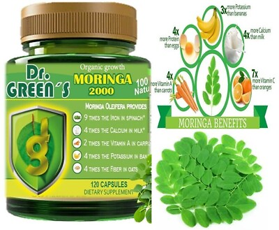 Moringa Oleifera Organic Natural 100% Pure Pills 120 Count MORINGA 2000 $14.00