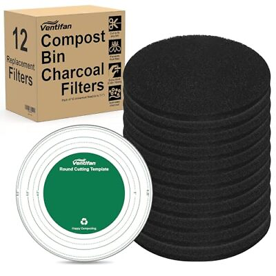#ad Compost Bin Kitchen Charcoal Filter 12 Pack Extra Thick Charcoal Filters for ... $24.66