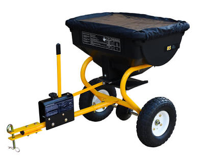 #ad Large Poly Hopper 85lb Capacity Tow Behind Broadcast Spreader Fertilizer Trailer $172.00