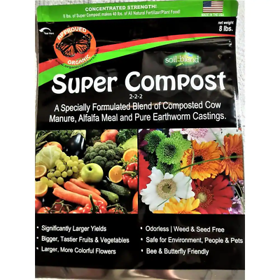 #ad super compost 8 lbs. concentrated 8 lbs. bag makes 40 lbs. organic planting mi $27.01