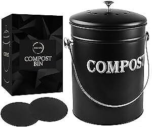 #ad #ad Compost Bin Kitchen 1.3 Gallon Smell Free Charcoal Filter Countertop Black $34.36